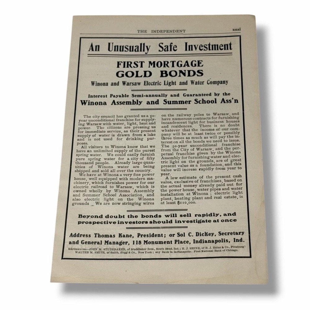 1903 First Mortgage Gold Bonds An Usually Safe Investment Original Vintage E